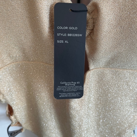HOST PICK ⭐️ BEBE NWT Gold Metallic Cut-Out One Piece Swimsuit, Size XL - Picture 5 of 9